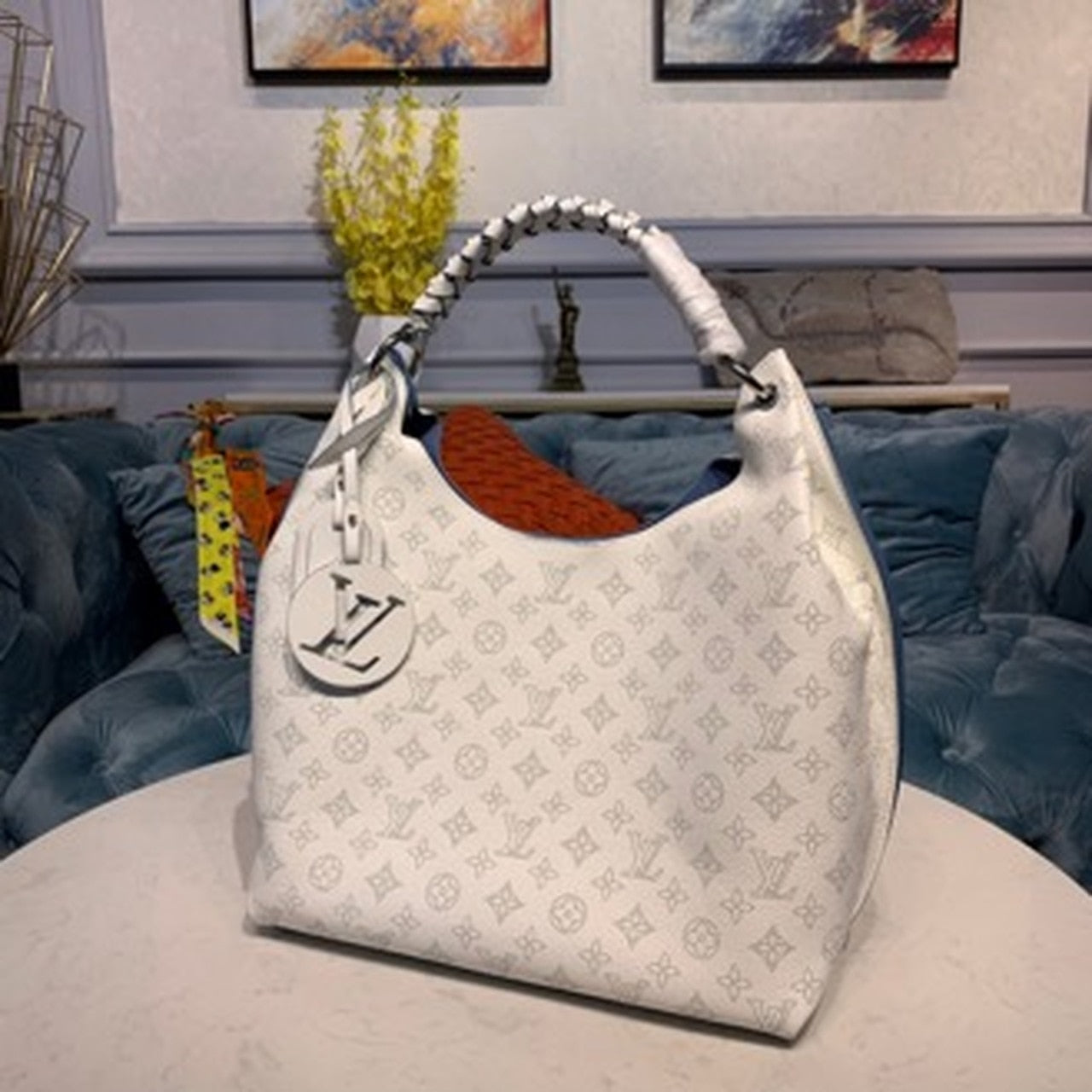 LV Carmel Hobo Bag Ivory For Women,  Shoulder Bags 13.8in/40cm LV