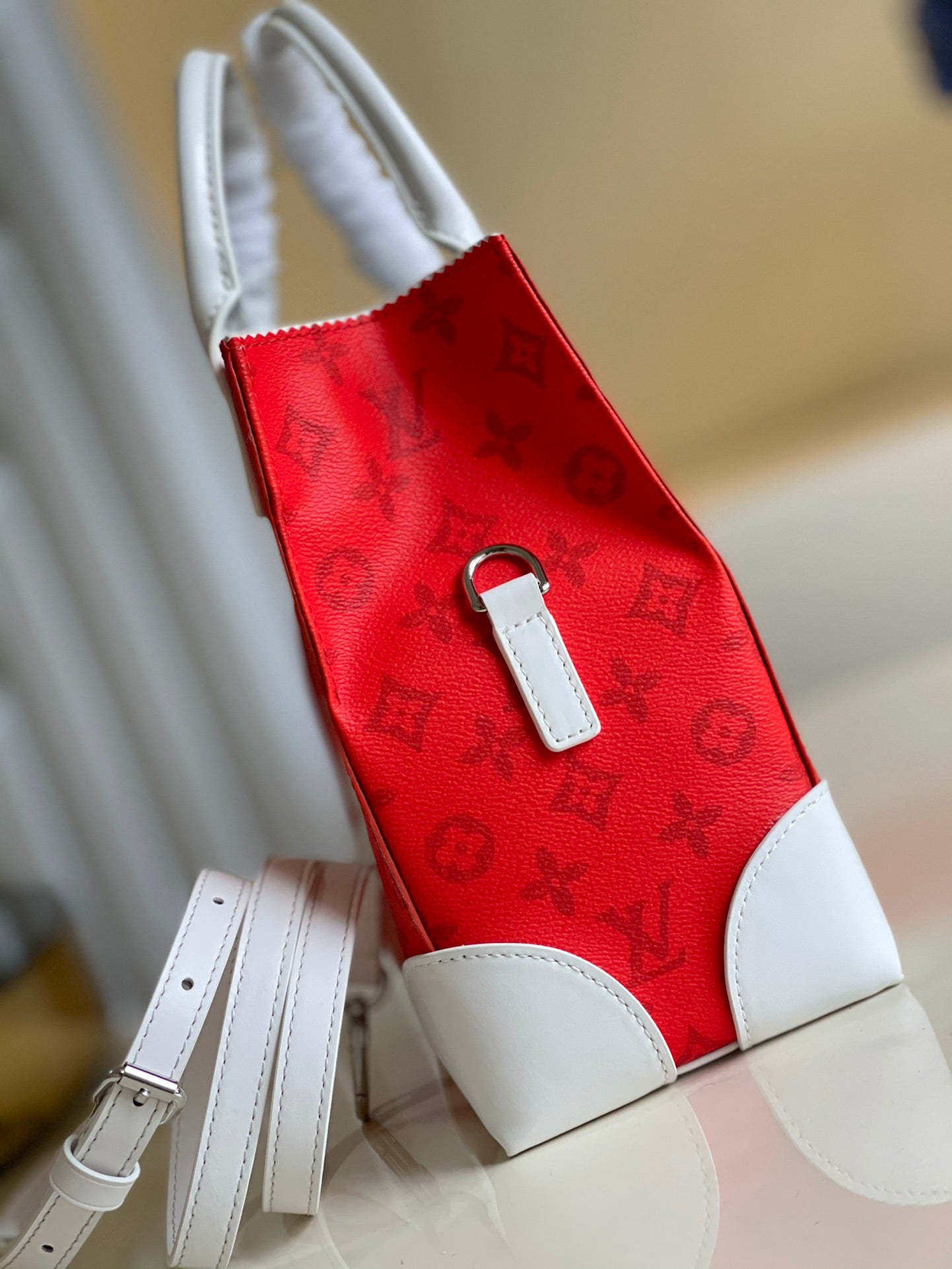 LV Litter Bag Vintage Monogram Canvas Red By Virgil Abloh For Men, Men’s Bags, Shoulder And Crossbody Bags 9.4in/24cm LV