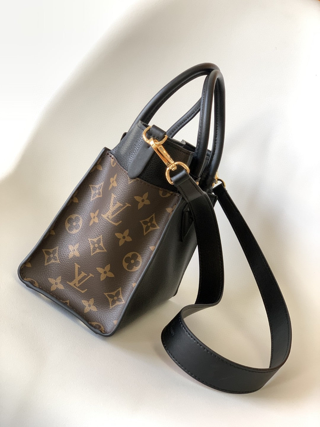 LV On My Side PM Tote Bag Monogram Canvas Black For Women,  Shoulder Bags 9.8in/25cm LV M57728