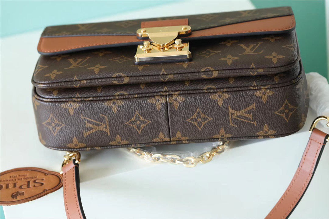 LV Marceau Monogram Canvas Caramel Brown For Women,  Shoulder and Crossbody Bags 9.6in/24.5cm LV M46127