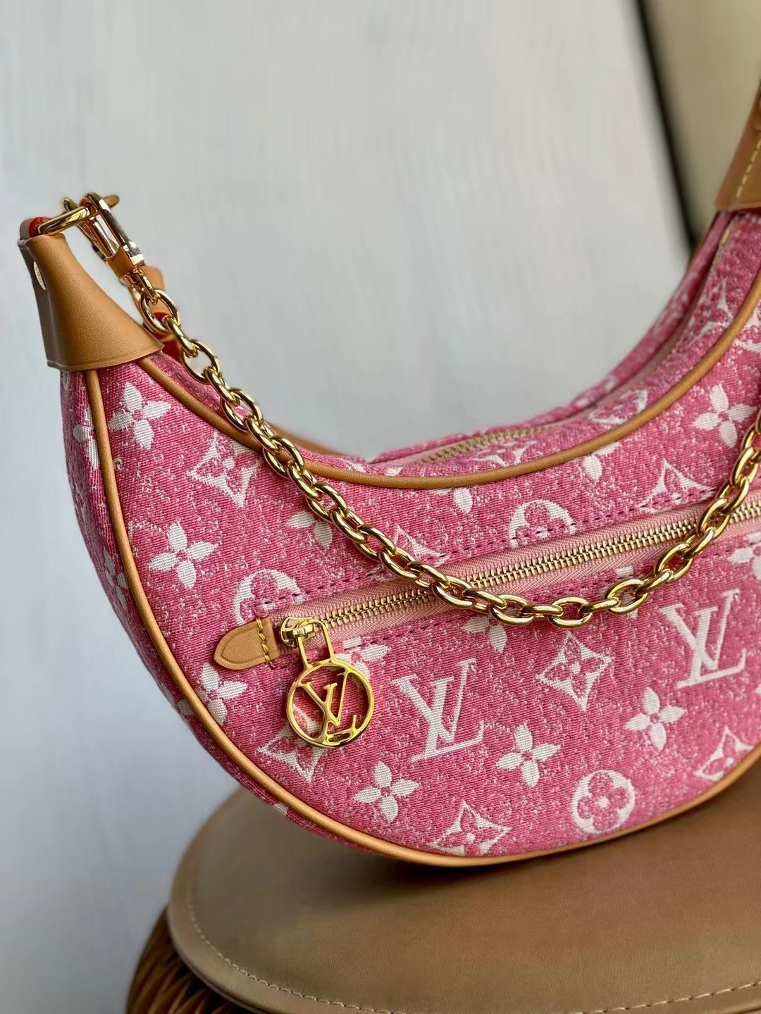 LV Loop Denim Pink For Women,  Shoulder Bags 9.1in/23cm LV