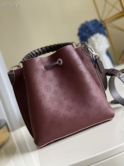 LV Muria Bucket Bag For Women, Women’s Handbags, Shoulder And Crossbody Bags Burgundy 9.8in/25cm LV