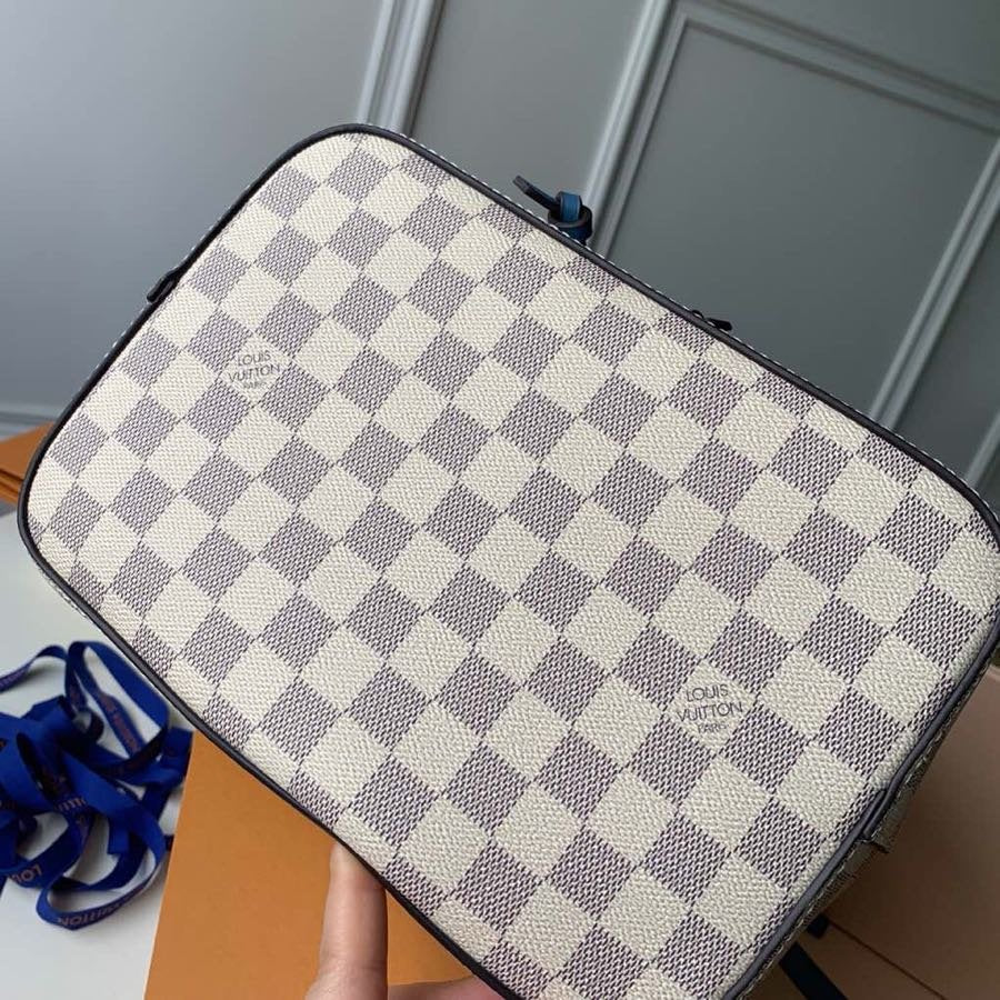 LV NeoNoe MM Bucket Bag Damier Azur Canvas Bleuet Blue For Women,  Shoulder And Crossbody Bags 10.2in/26cm LV N40153