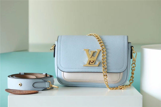 LV Lockme Tender Light Blue For Women, Women’s Handbags, Shoulder And Crossbody Bags 7.5in/19cm LV