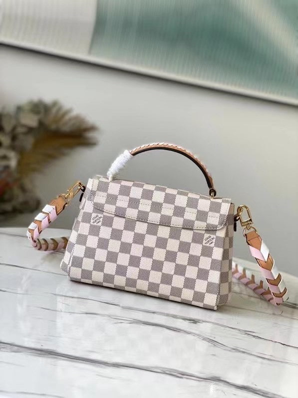 LV Croisette Damier Azur Canvas Pink For Women, WoHandbag, Shoulder And Crossbody Bags 9.8in/25cm LV N50053