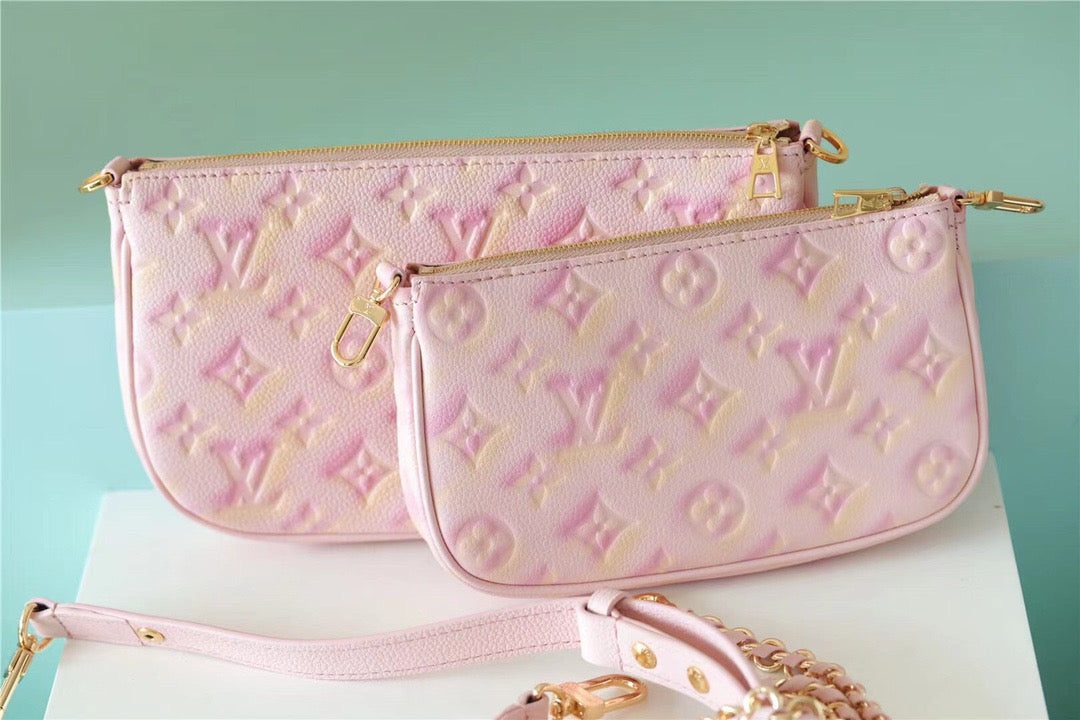 LV Multi Pochette Accessoires Monogram Empreinte Pink For Women, Women’s Handbags 9.4in/24cm LV M46093