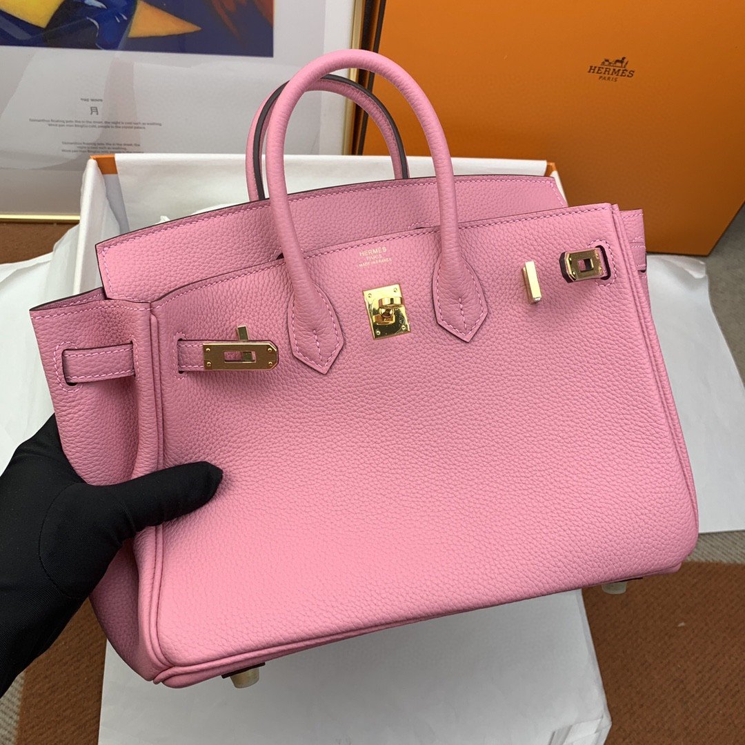 HM Birkin Nata Swift Pink For Women Gold Toned Hardware 10in/25cm