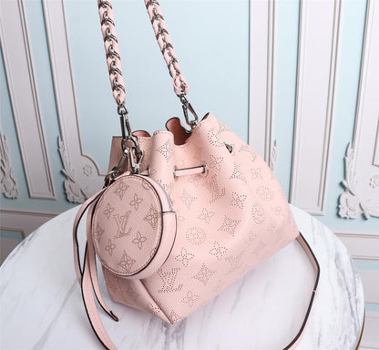 LV Bella Bucket Bag Mahina Magnolia Pink For Women, Women’s Handbags, Shoulder And Crossbody Bags 7.5in/22cm LV M57068