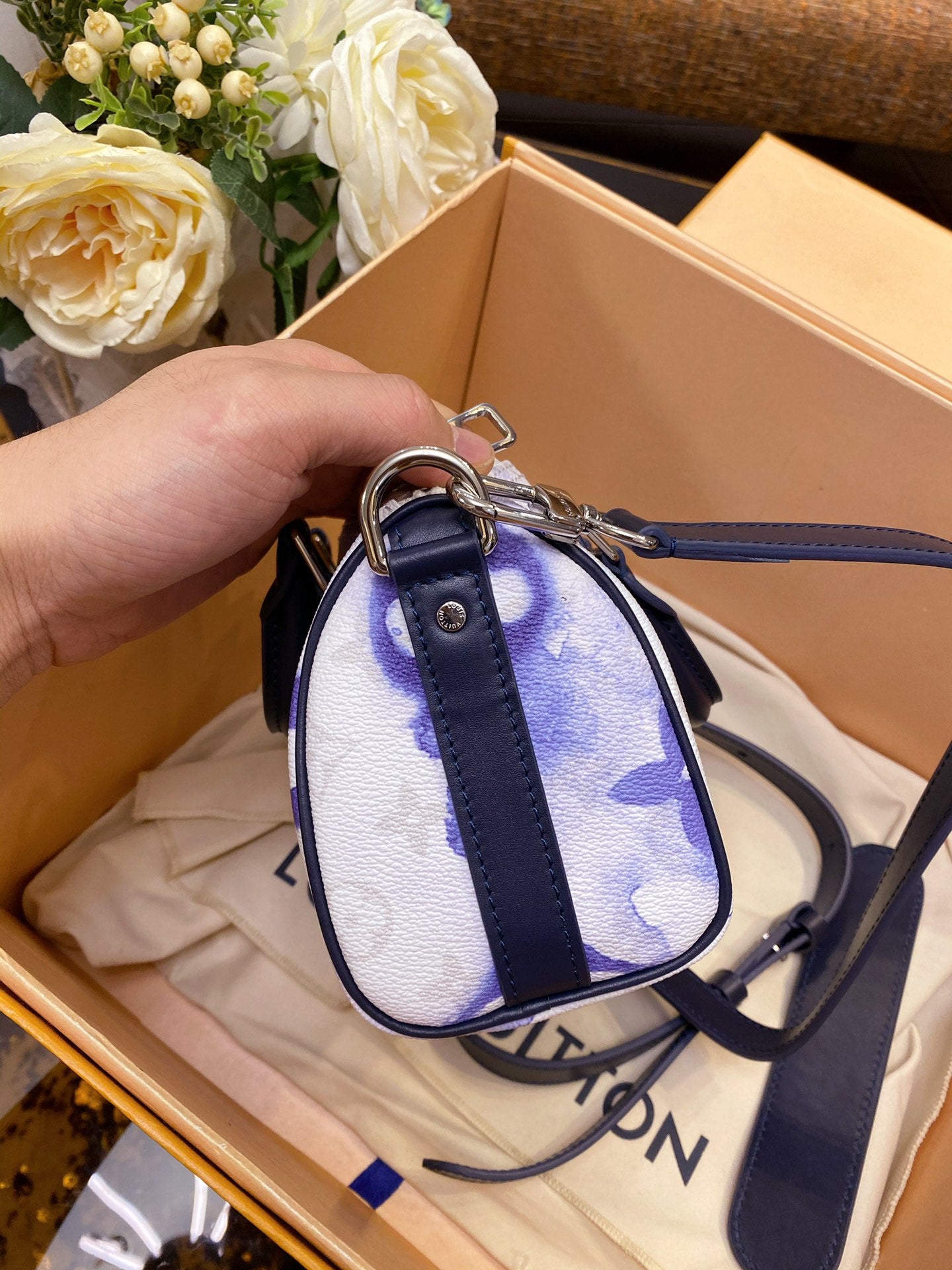 LV Keepall Xs Nano 21cm White-Blue