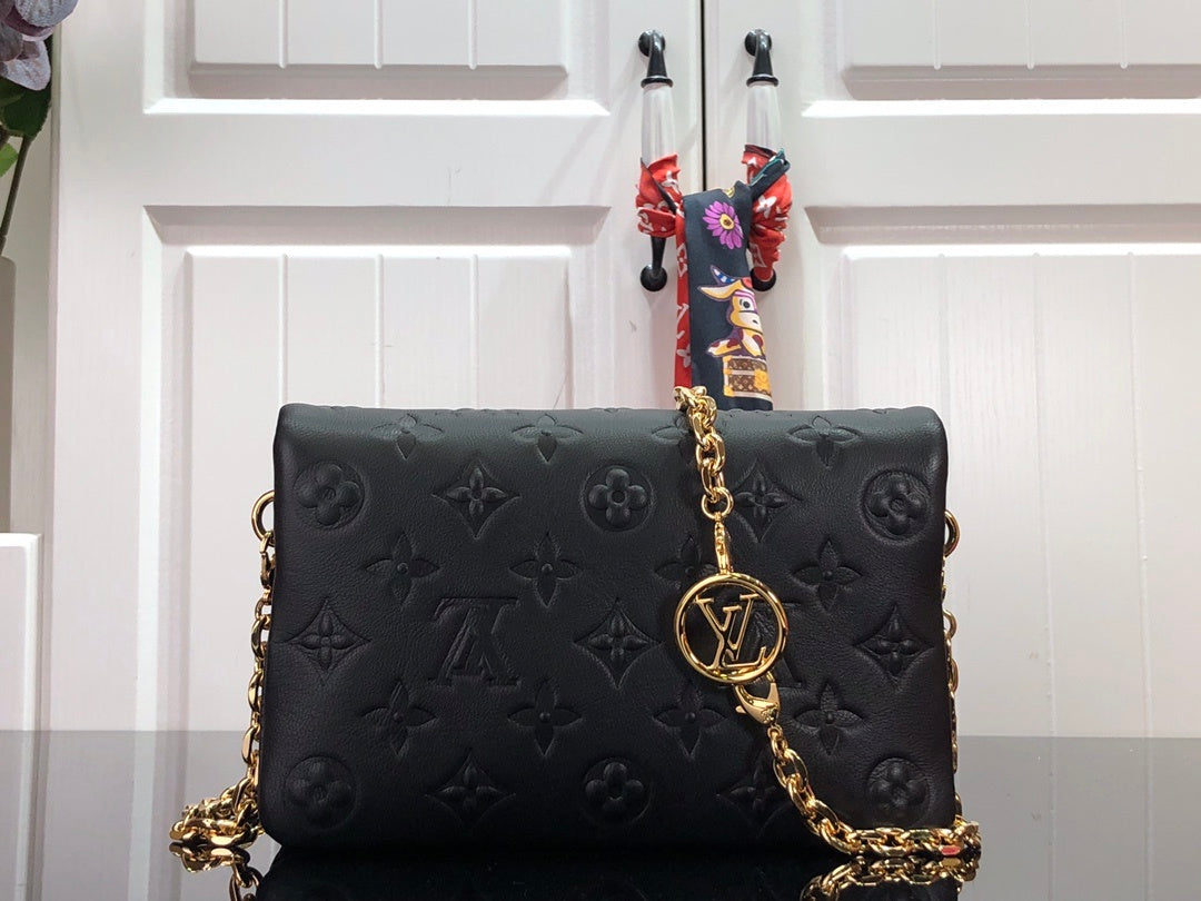 LV Pochette Coussin Monogram Empreinte Black For Women,  Shoulder And Crossbody Bags 7.9in/20cm LV M80742