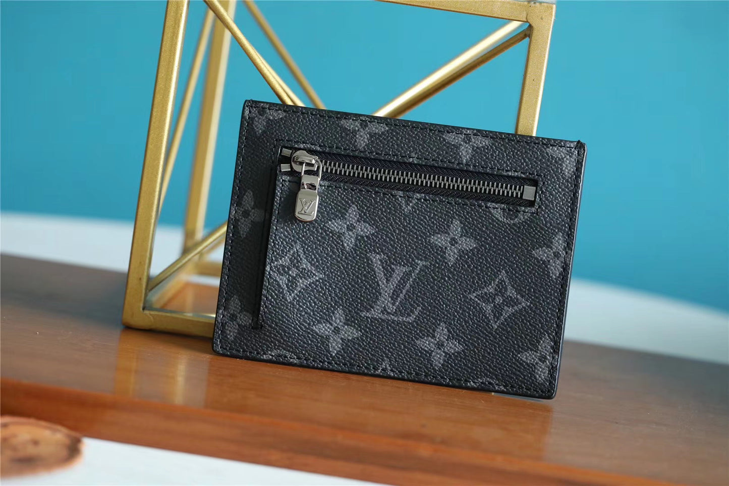 LV ID Card Holder Monogram Canvas Black For Men, Wallet 13cm LV N60378