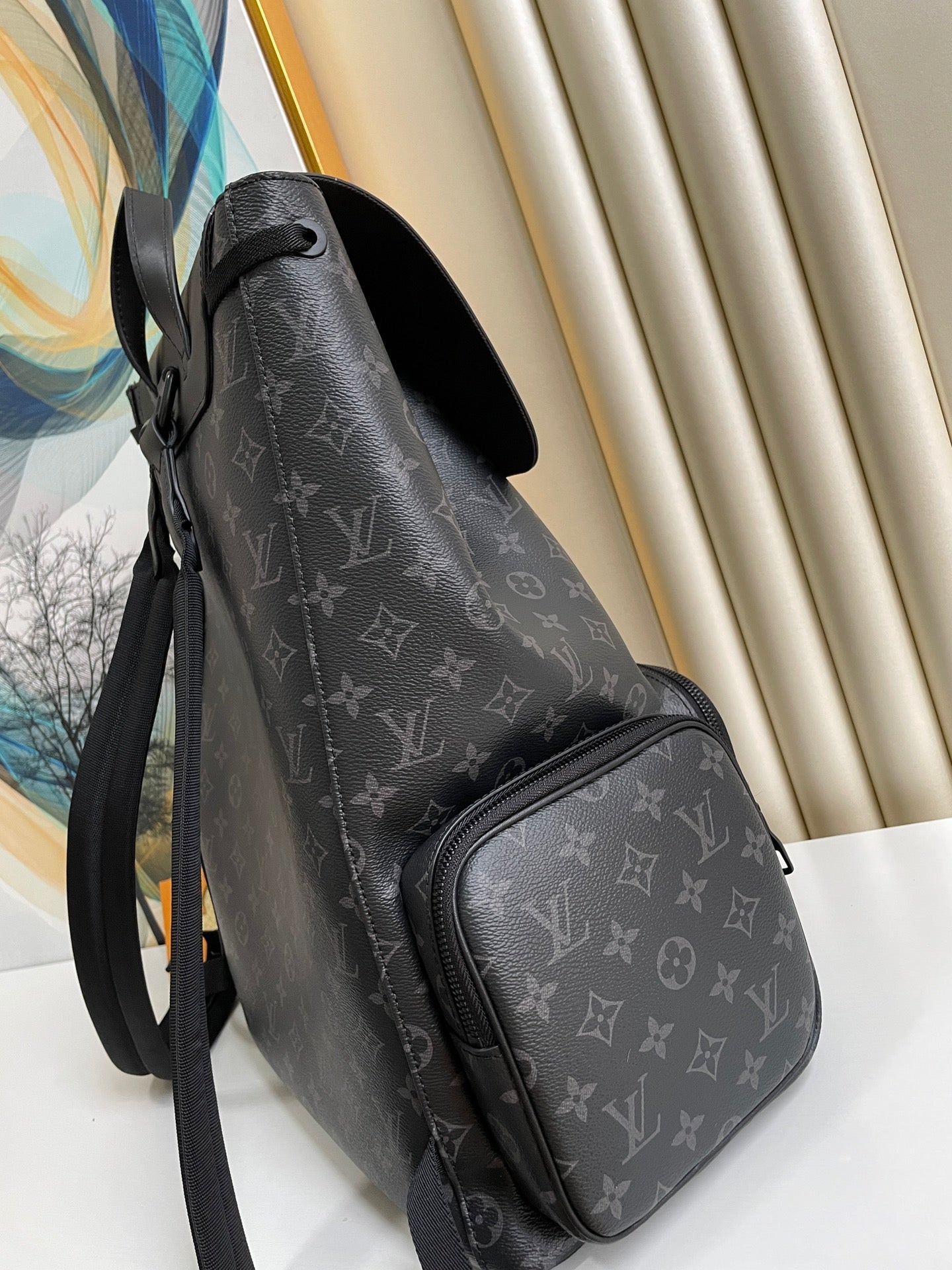 LV Trio Backpack Monogram Eclipse Canvas Black By Virgil Abloh For Men, Bags 44cm LV M45538