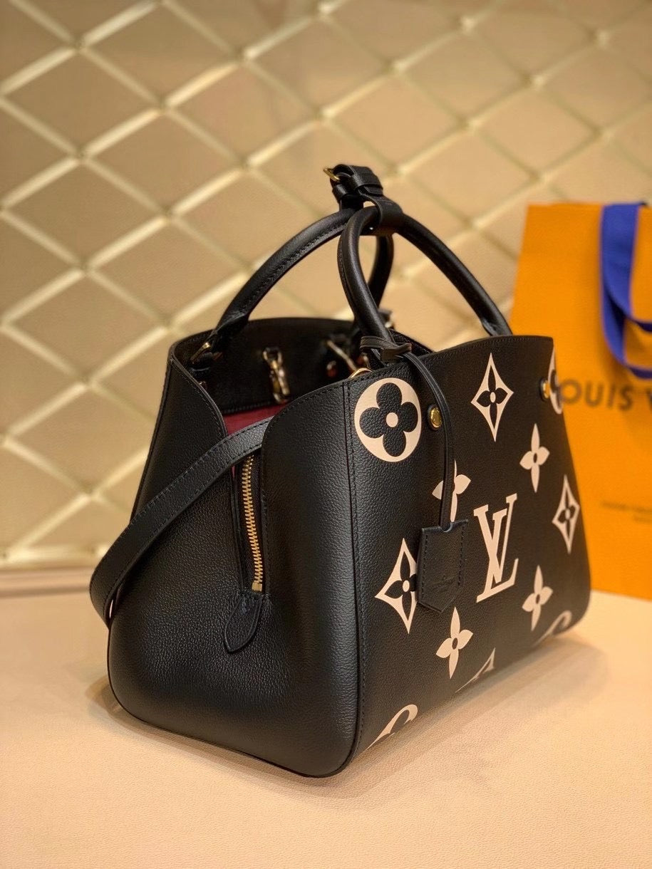 LV Montaigne MM Monogram Empreinte Black/Beige For Women,  Shoulder And Crossbody Bags 13in/33cm LV M41048