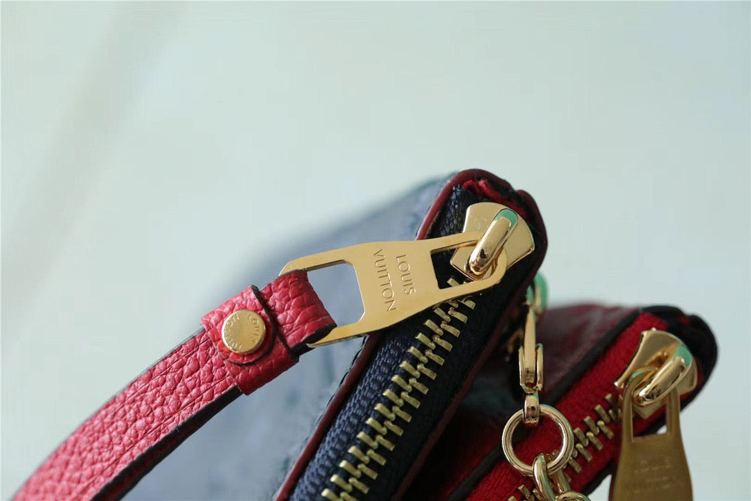 LV Double Zip Pochette Monogram Empreinte Black/Red For Women,  Shoulder and Crossbody Bags 7.9in/20cm LV