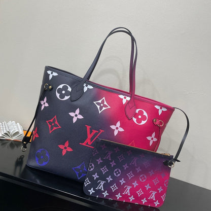 LV Neverfull MM Tote Bag Monogram Canvas Midnight Fuchsia For Women,  Shoulder Bags 12.2in/31cm LV M20511