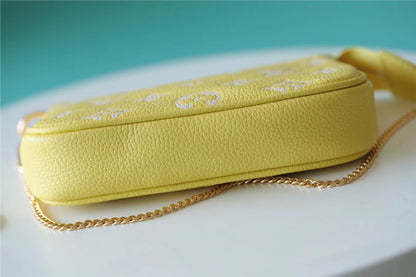 LV Mini Pochette Accessoires Monogram Empreinte Lemon Curd Yellow For Women,  Shoulder And Crossbody Bags 15.5cm/6.1in LV M46129