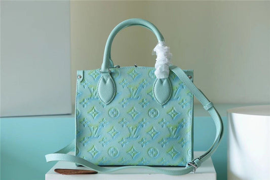 LV OnTheGo PM Monogram Empreinte Light Green For Women, Women’s Bags, Shoulder And Crossbody Bags 9.8in/25cm LV]