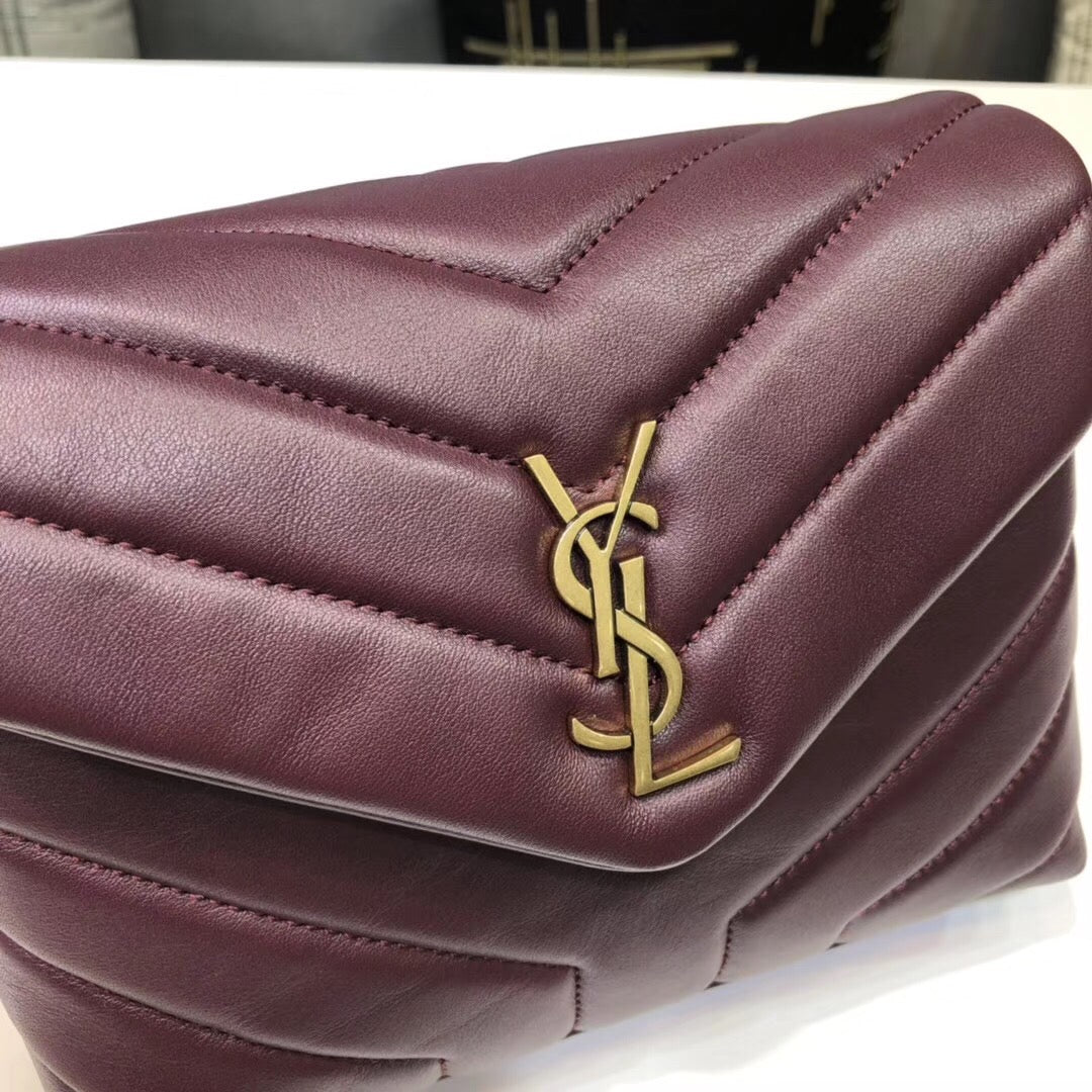 YSSL Loulou Mini Shoulder Bag Burgundy For Women 7in/18cm YSL