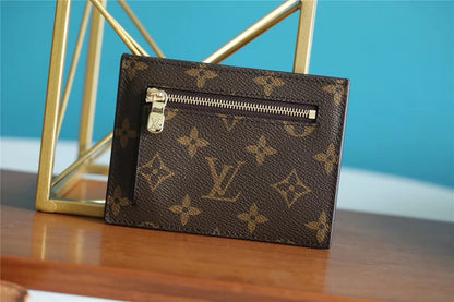 LV ID Card Holder Monogram Canvas Brown For Men, Wallet 13cm LV N60378