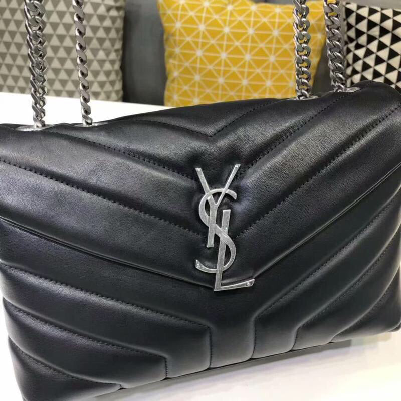 YSSL Loulou Small Chain Bag In Matelassé "Y" Black For Women 9.8in/23cm YSL 494699DV7261000