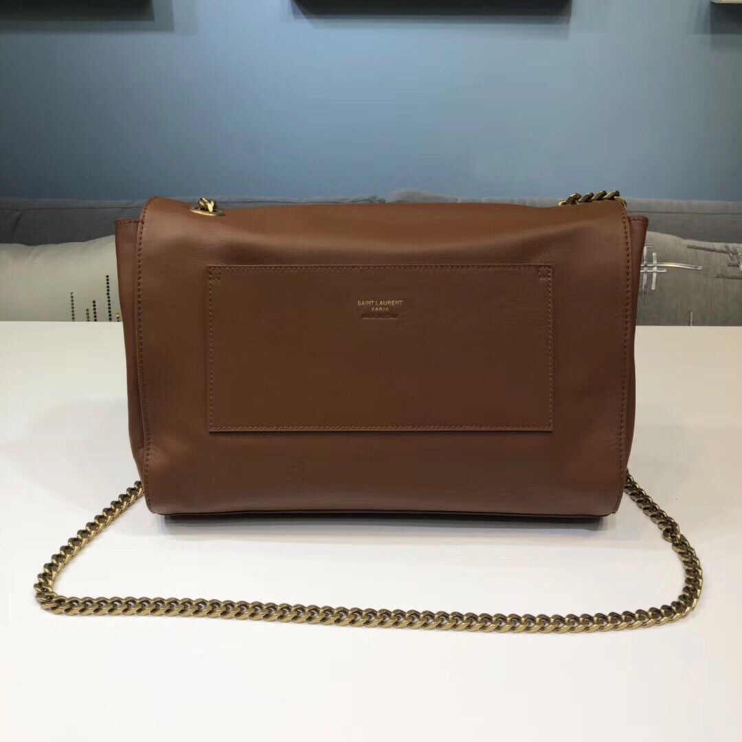 YSSL Kate Medium Chain Bag In Grain De Poudre Brown For Women 9.4in/24cm YSL 364021BOW0J2346