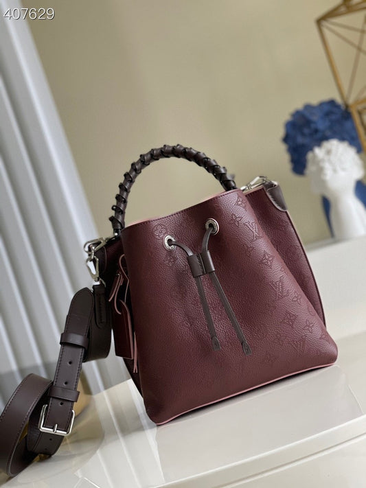 LV Muria Bucket Bag For Women, Women’s Handbags, Shoulder And Crossbody Bags Burgundy 9.8in/25cm LV