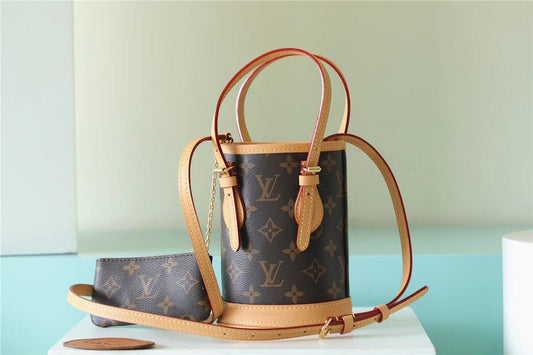 LV Nano Bucket Bag Monogram Canvas Brown For Women Brown 6.7in/17cm LV 