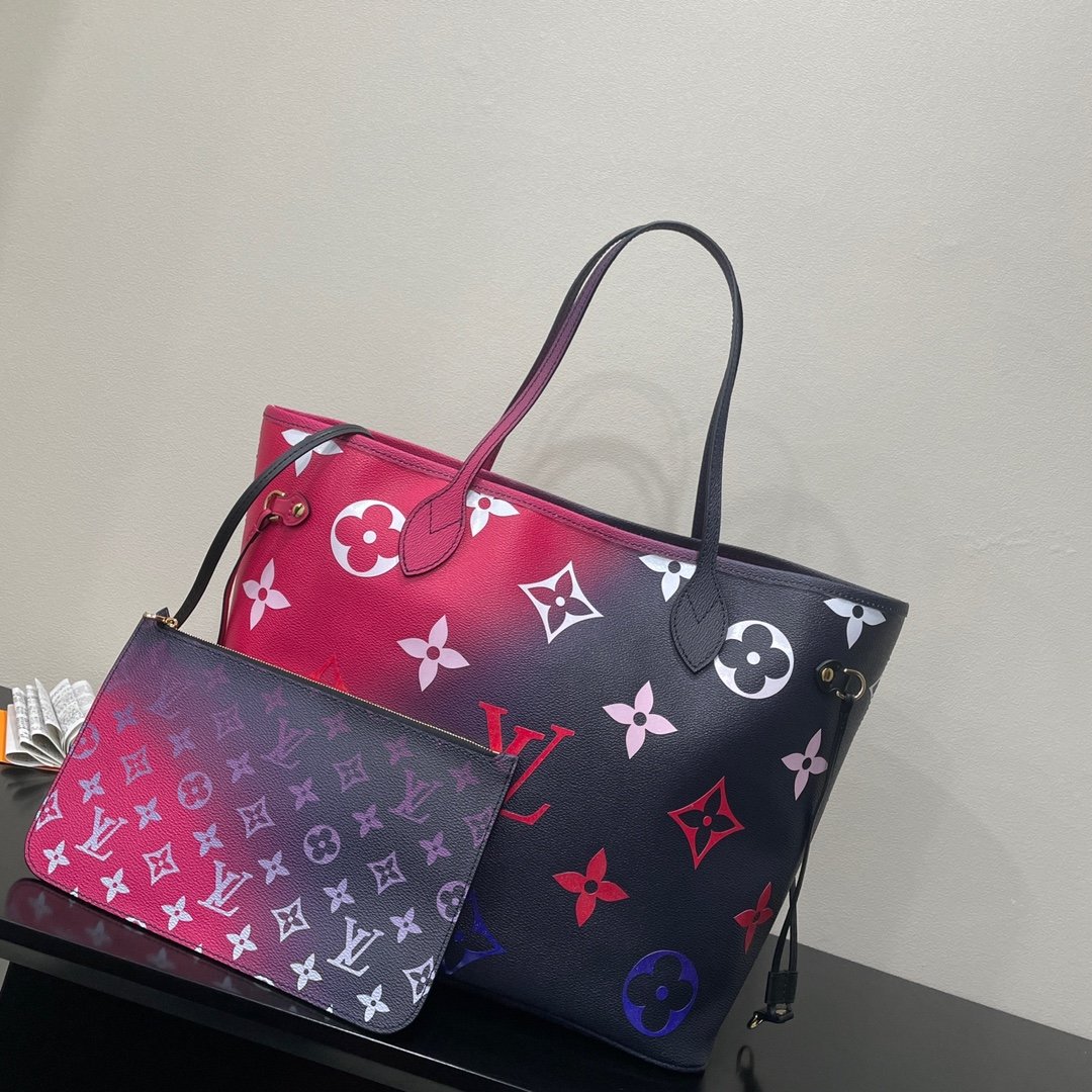 LV Neverfull MM Tote Bag Monogram Canvas Midnight Fuchsia For Women,  Shoulder Bags 12.2in/31cm LV M20511