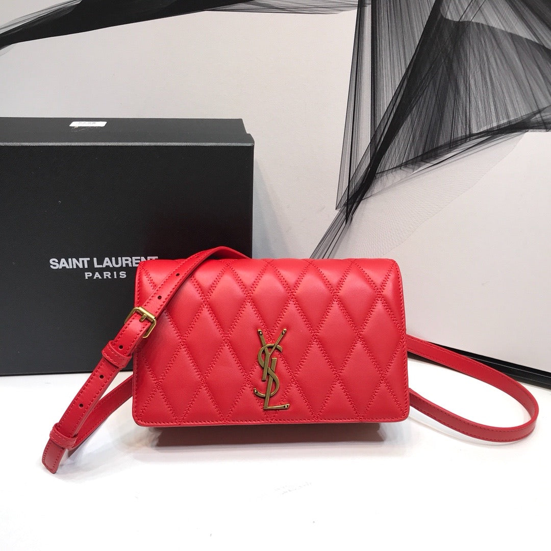 YSSL Angie Patent Handbag Red For Women 8.6in/22cm YSL