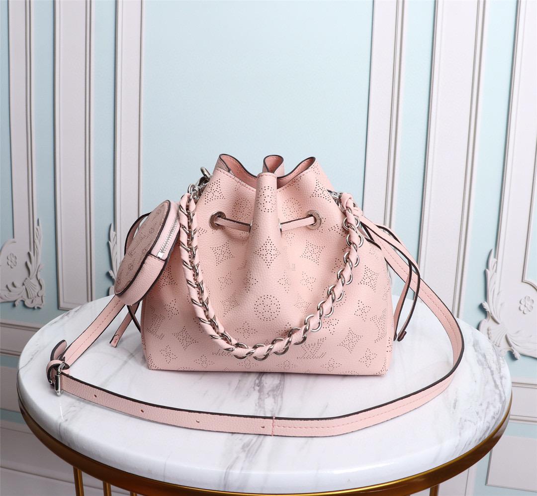 LV Bella Bucket Bag Mahina Magnolia Pink For Women, Women’s Handbags, Shoulder And Crossbody Bags 7.5in/22cm LV M57068