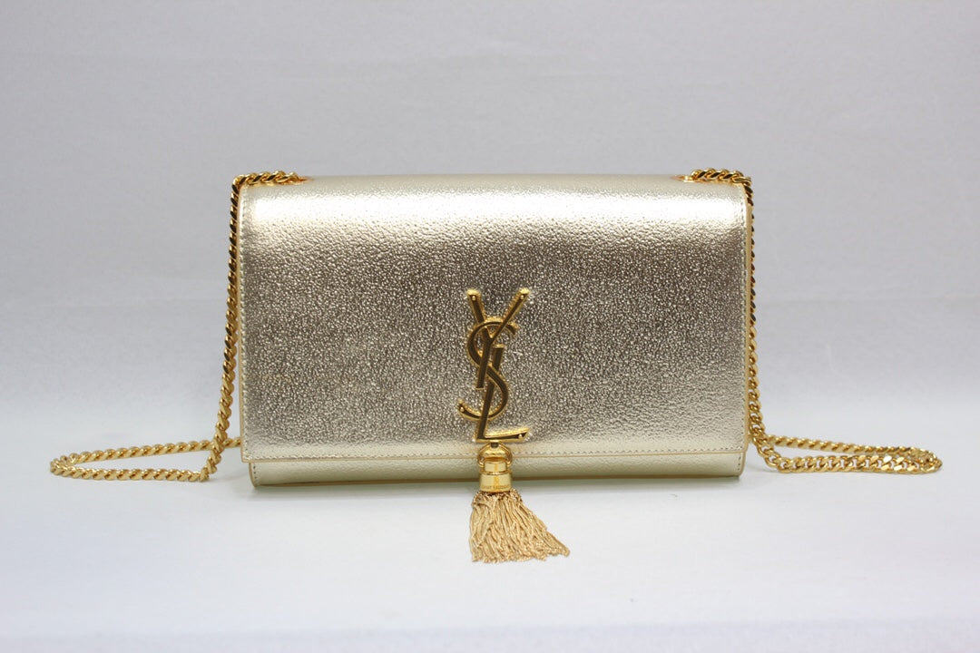 YSSL Kate Chain Wallet With Tassel Yellow Copper For Women 10.2in/26cm YSL