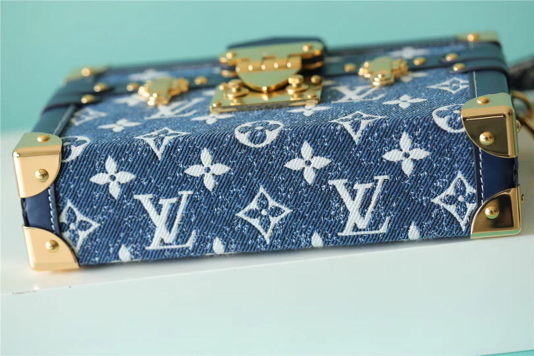 LV Petite Malle Jacquard Since 1854 Blue For Women, Women’s Handbags, Shoulder Bags And Crossbody Bags 7.5in/19cm LV 