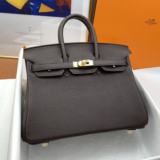 HM Birkin Nata Swift Dark Brown For Women Gold Toned Hardware 10in/25cm