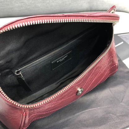 YSSL Niki Medium Crinkled Shoulder Bag Burgundy For Women 11in/28cm YSL