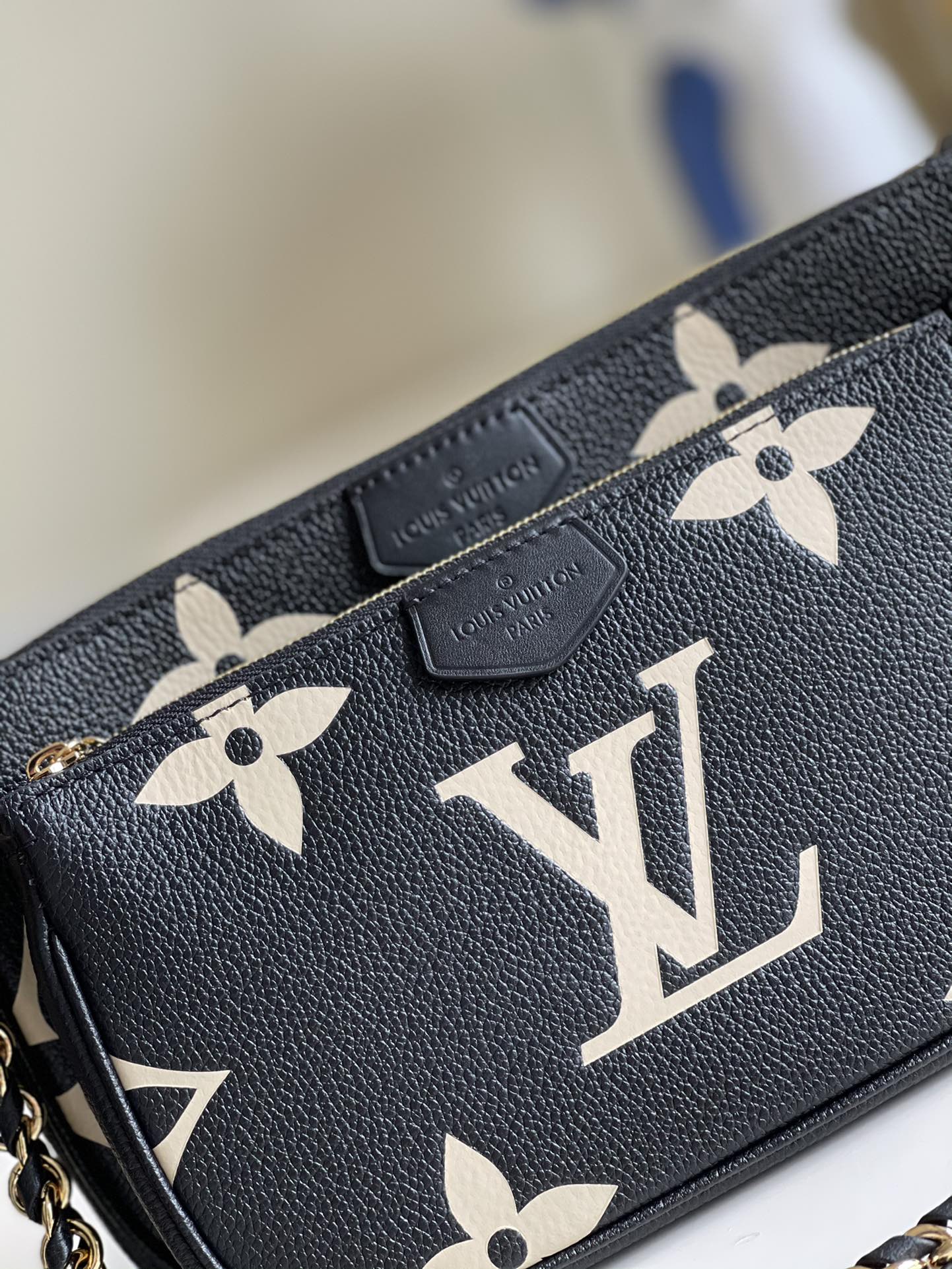 LV Multi Pochette Accessoires Monogram Empreinte Black/Cream For Women, Women’s Handbags, Shoulder And Crossbody Bags 9.8in/25cm LV M45777