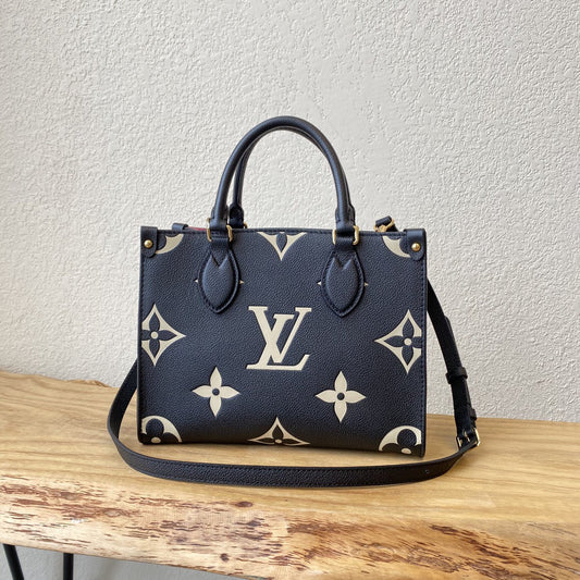 LV On The Go PM Bag Monogram Empreinte 9.8in/25cm Black/Beige LV M45659