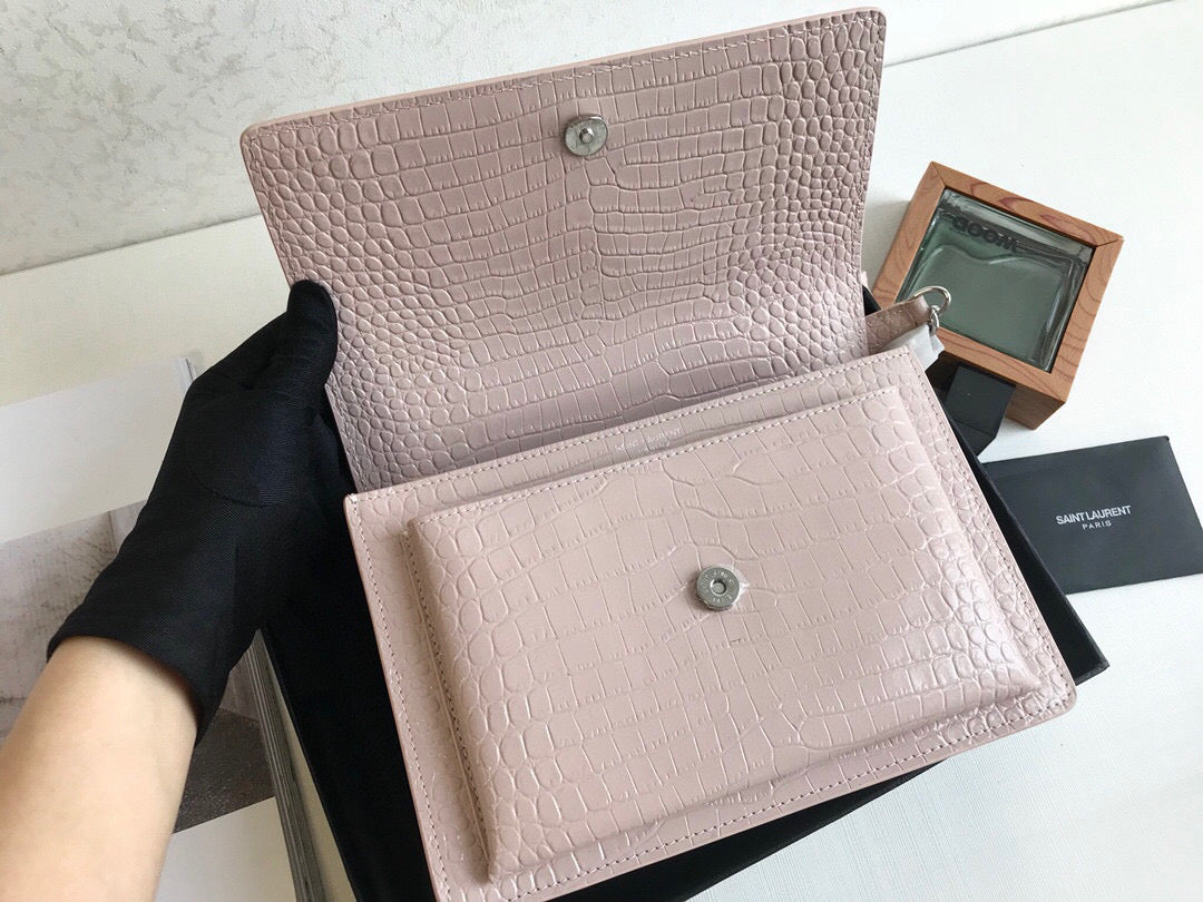 YSSL Sunset Medium Chain Bag Light Pink For Women 8.6in/22cm YSL 442906DND0N1202