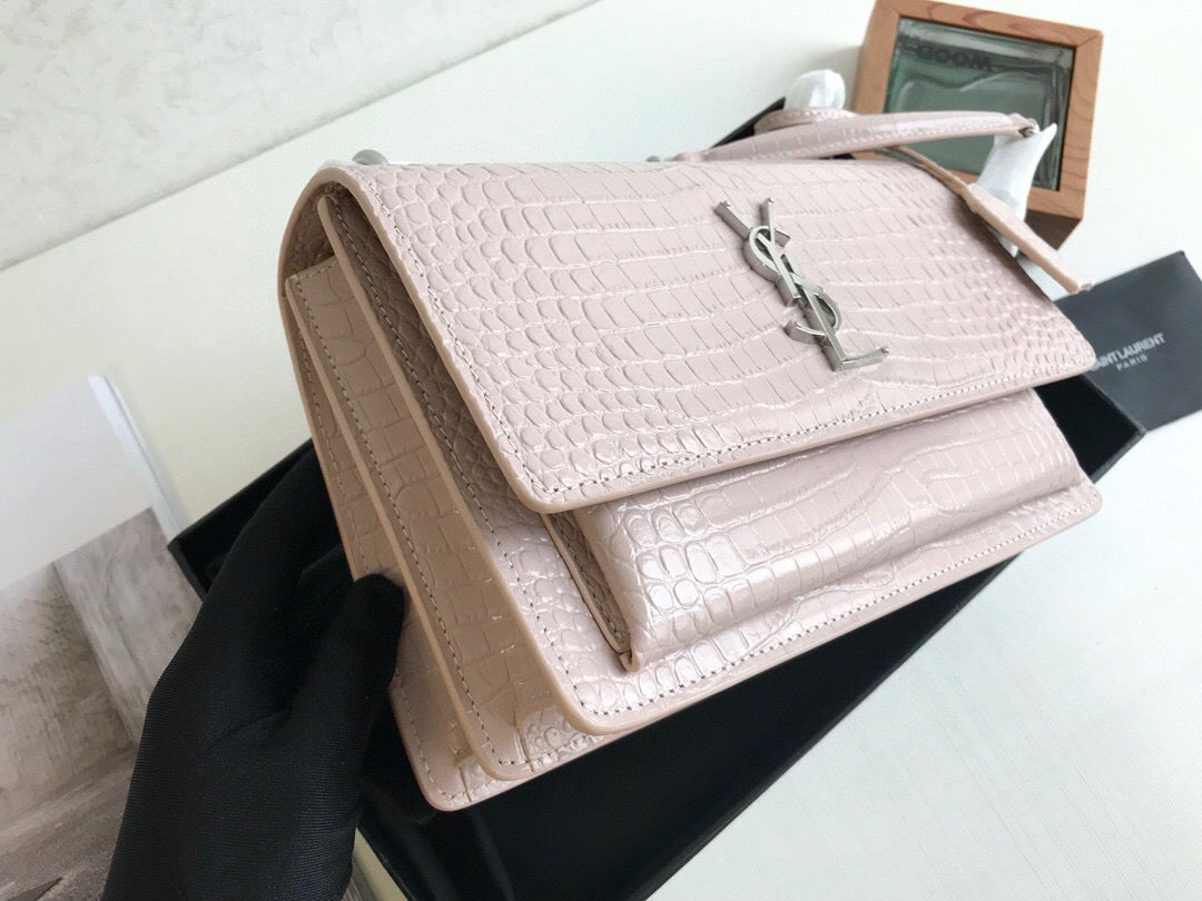 YSSL Sunset Medium Chain Bag Light Pink For Women 8.6in/22cm YSL 442906DND0N1202