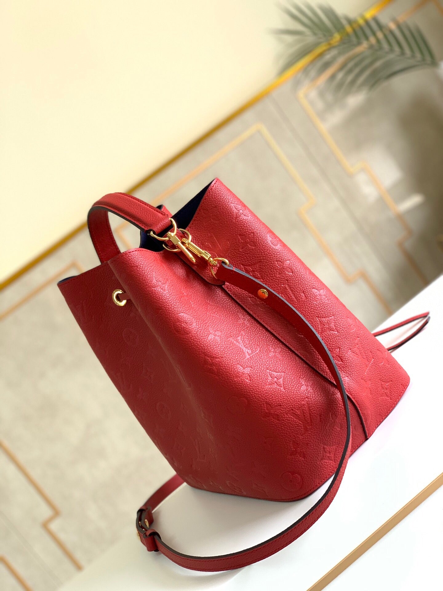 LV NeoNoe MM Bucket Bag Monogram Empreinte Red For Women, Women’s Bags, Shoulder Bags 10.2in/26cm LV