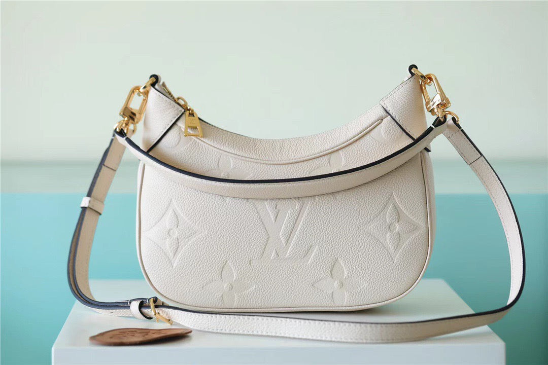 LV Bagatelle Monogram Empreinte Creme Beige For Women,  Shoulder And Crossbody Bags 22cm/8.7in LV M46099