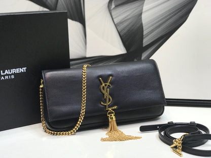 YSSL Kate Tassel Small Shoulder Bag Black For Women 10.2in/26cm YSL P00483545