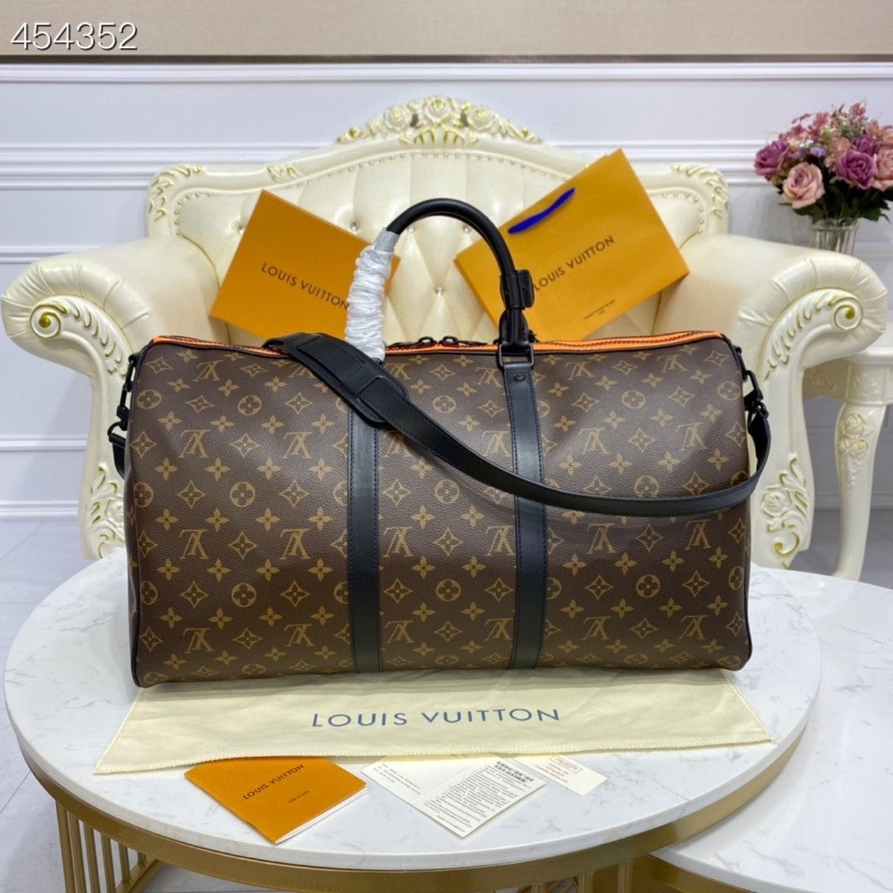 LV X Virgil Abloh Keepall Bandouliere 50 Monogram Canvas For Men, Bags 19.7in/50cm LV M45616