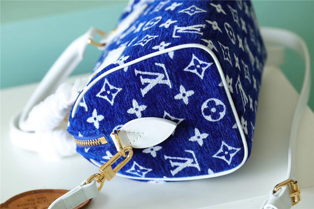 LV Speedy Bandouliere 20 PM Monogram Blue For Women,  Shoulder And Crossbody Bags 20.5cm/8.1in LV M20751