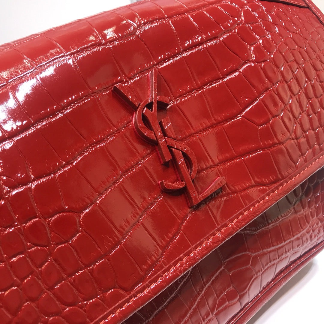 YSSL Niki Medium Chain Bag In-Embossed Red For Women 11in/28cm YSL