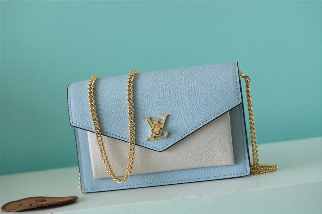 LV Mylockme Chain Pochette Bleu Nuage Blue For Women,  Shoulder and Crossbody Bags 7.5in/19cm LV M81436