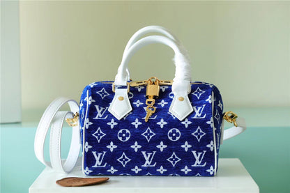 LV Speedy Bandouliere 20 PM Monogram Blue For Women,  Shoulder And Crossbody Bags 20.5cm/8.1in LV M20751