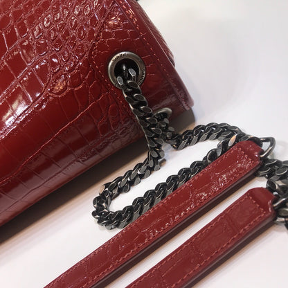 YSSL Niki Medium Chain Bag In-Embossed Red For Women 11in/28cm YSL