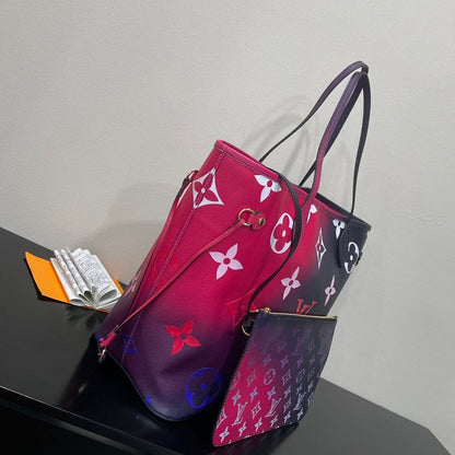 LV Neverfull MM Tote Bag Monogram Canvas Midnight Fuchsia For Women,  Shoulder Bags 12.2in/31cm LV M20511