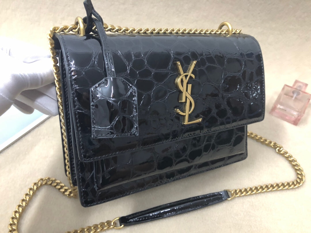 YSSL Sunset Chain Wallet Black For Women 8.2in/21cm YSL