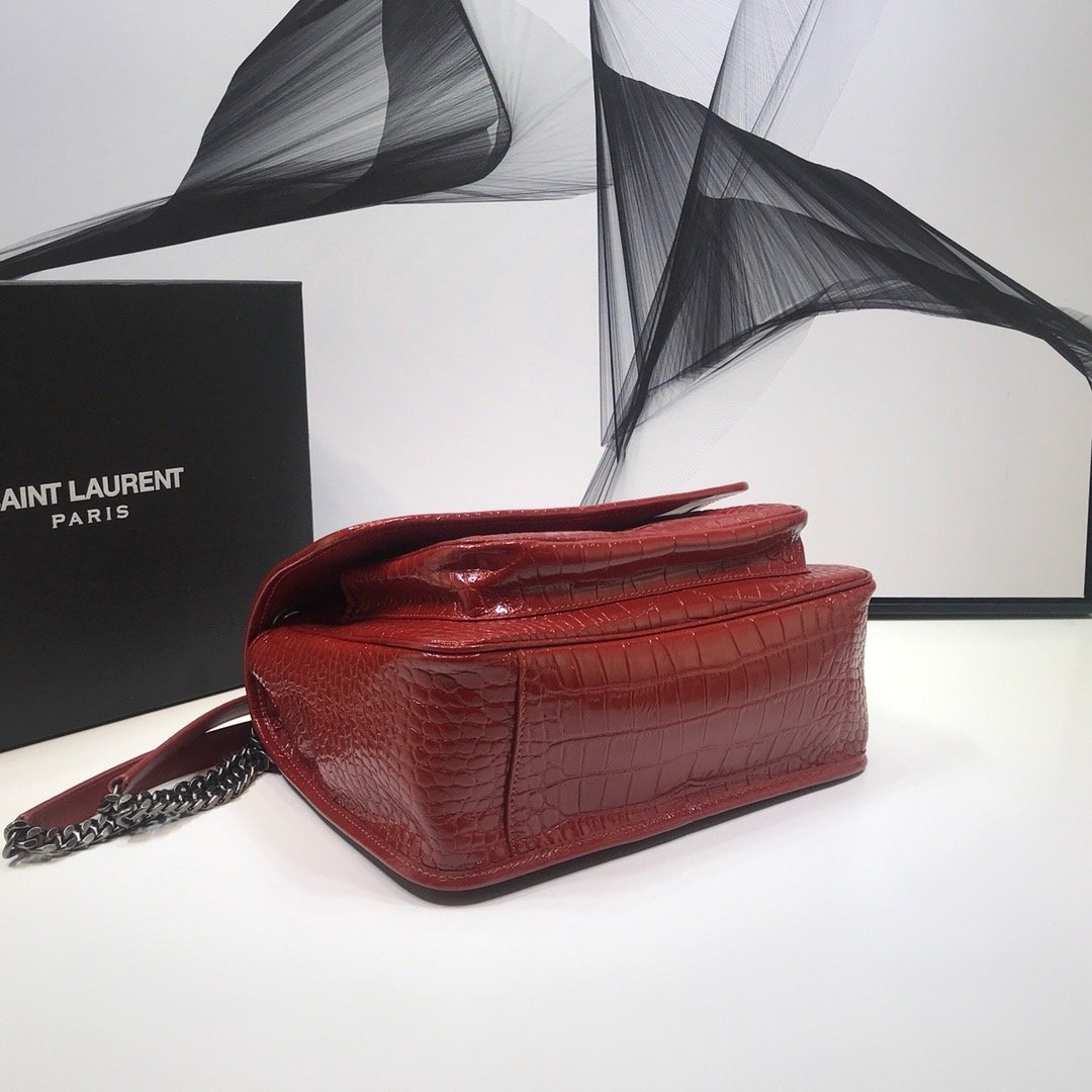 YSSL Niki Medium Chain Bag In-Embossed Red For Women 11in/28cm YSL